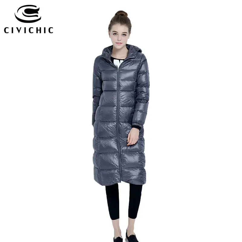 CIVICHIC Топ Класс размера плюс женский утолщенный пуховик тонкий Длинное теплое