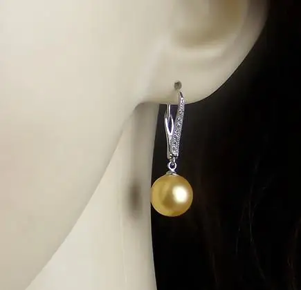 

real natural big Natural seawater pearl 11-12mm South Korea female fashion Earring Girls Wedding-Jewelry Tremella special offe