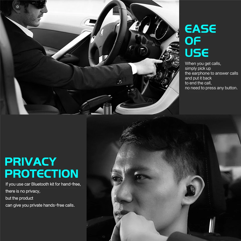 Оригинальный 2 в 1 Автомобильное зарядное устройство Bluetooth наушники аварийный