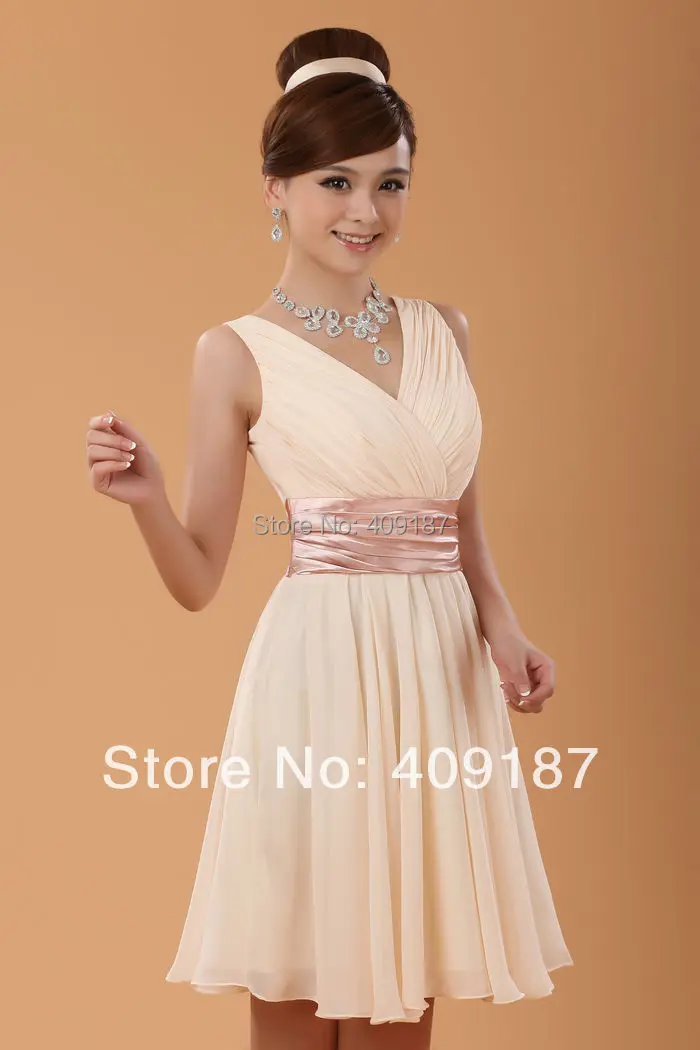 2015 короткое дизайнерское шифоновое платье хорошего качества с двойными плечами