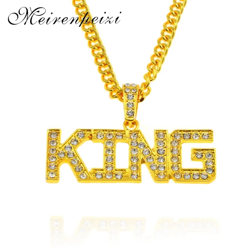 Cross-border new hip hop pendant European and American fashion men's KING letter necklace manufacturers