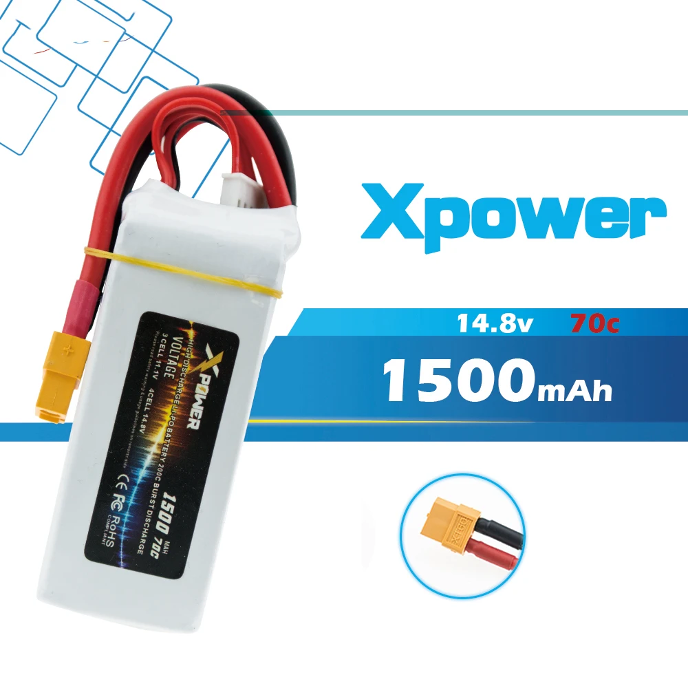 Горячая 14 8 V 1500 мА/ч 4S Lipo Батарея 70C max 75C XT60 разъем для дрона квадрокоптера