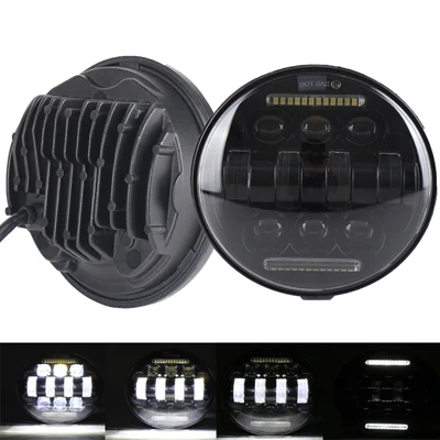 A type black 5,75 дюймов светодиодные фары 5 3/" мотоциклетные фары с DRL поворотным сигналом для harley sportster touring softail Dyna street triple - Цвет: A type black