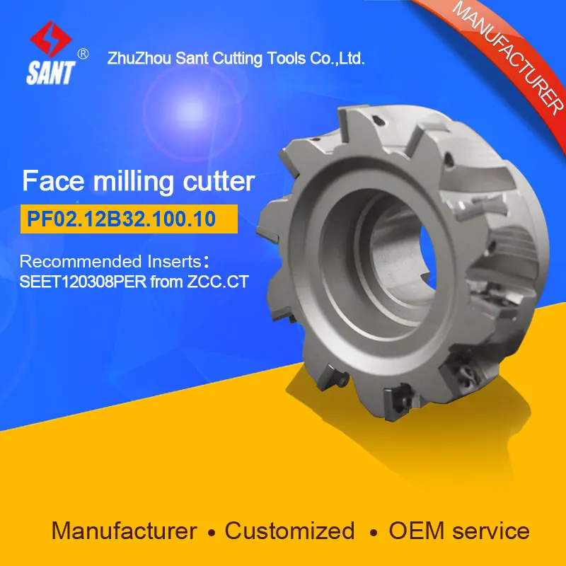 

Mached insert SEET120308PER Indexable milling cutter milling tools facing cutter cutting FMP02-100-B32-SE12-10/PF02.12B32.100.10