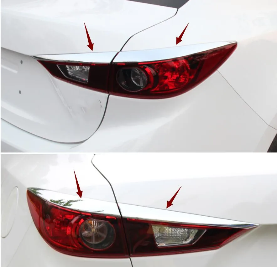 

Стайлинг автомобиля, хромированный задний фонарь из АБС-пластика, Накладка для бровей, аксессуары для Mazda 3 M3 Axela Sedan 2014-2017, отделка задсветильник онаря, лампа