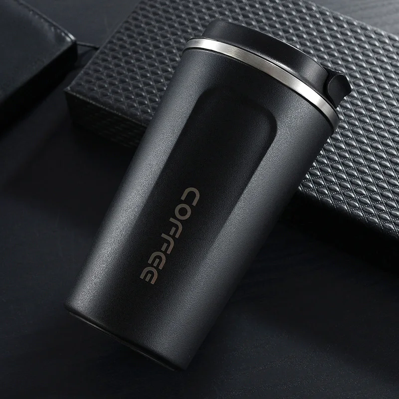 Black-380ml Новые кофейные кружки 380 мл 510 мл Вакуумный термос с двойными стенками из нержавеющей стали изолированные вакуумные чашки с крышкой кружки для путешествий BPA бесплатно - Цвет: Black-380ml
