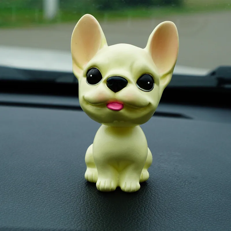 Автомобильный орнамент милая кукла с вращающейся головой французская собака бык