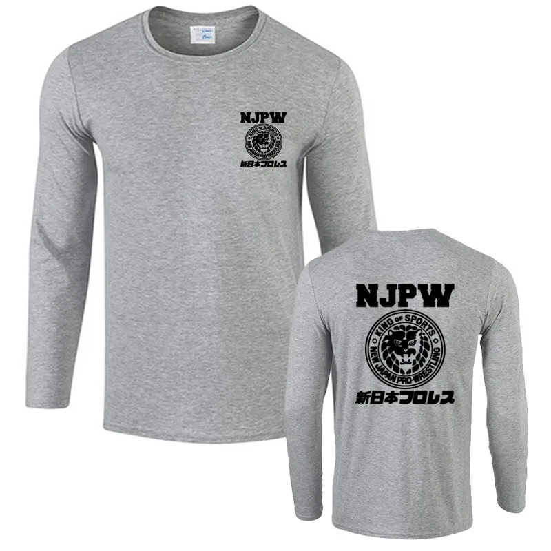 Модные Njpw мастурбатор для мужчин! Профессиональный РЕСЛИНГ Puroresu логотип со львом футболки Для мужчин хлопковая футболка с длинным рукавом в стиле «хип футболка хип-хоп Харадзюку уличная одежда