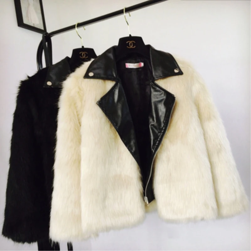 

2018 Winter New Fashion Women's Clothing Slim Wavy Turn-Down Collar Clothes Fake Two Thick Warm Fur Coat Female YZH444