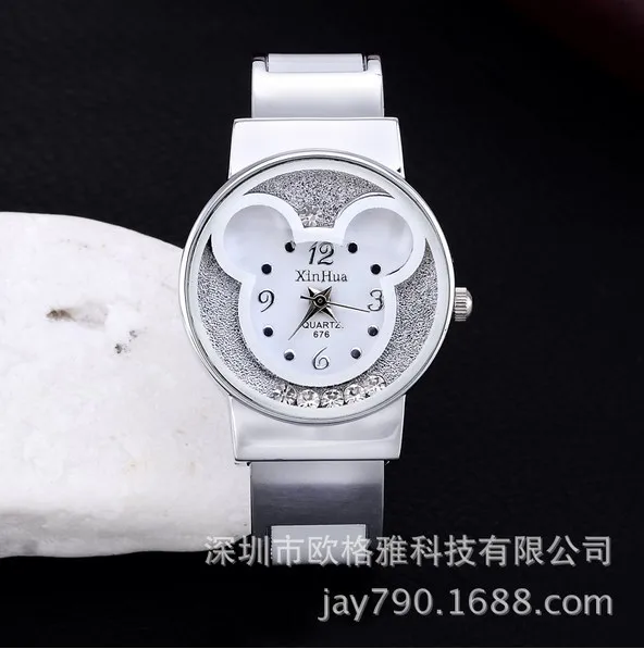 New Fashion Mickey Bracelet Watches Women dress Analog Girl Cute rolling Rhinestone wristwatches 2015 Ladies Casual Quartz watch | Наручные