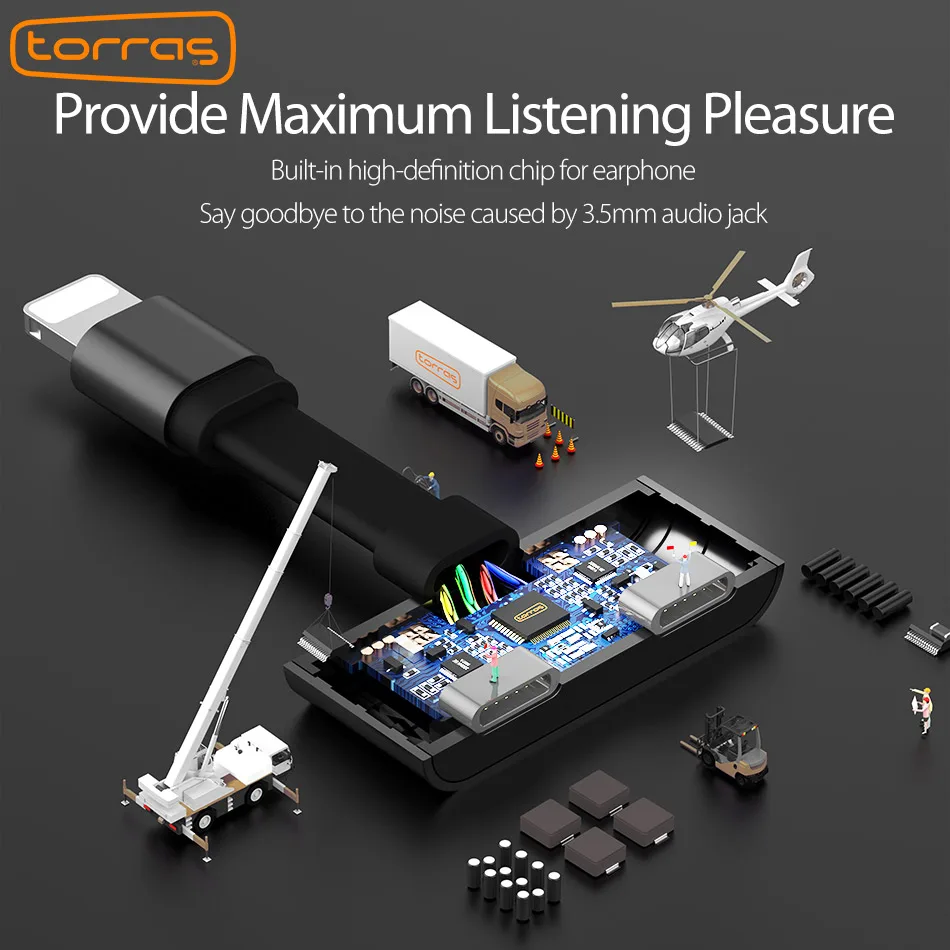TORRAS 2 в 1 адаптер для iPhone 7 8 X 2A Быстрая зарядка разветвитель аудио мм 3 5 разъем