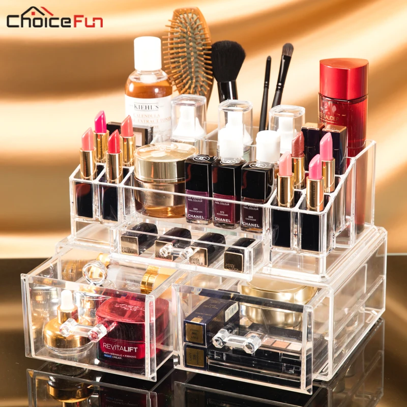 Большой пластиковый органайзер для косметики CHOICE FUN прозрачный акриловый