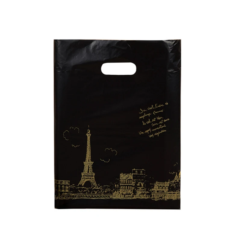 50PCS / LOT More Pattern Plastic Bag With Handles Wedding Gift Thick Boutique Shopping Packaging Handle | Багаж и сумки