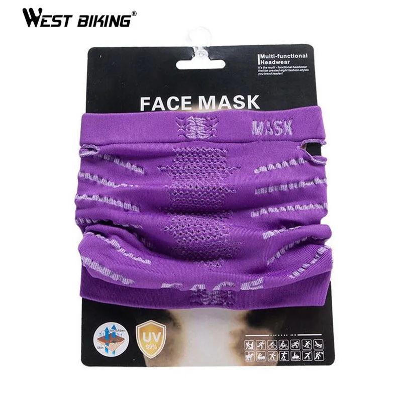 Purple WEST BIKING подвесная велосипедная лицевая маска с ушками многофункциональный шарф Ветрозащитная маска для лица портативный шарф головной убор велосипедная шапка маски - Цвет: Purple