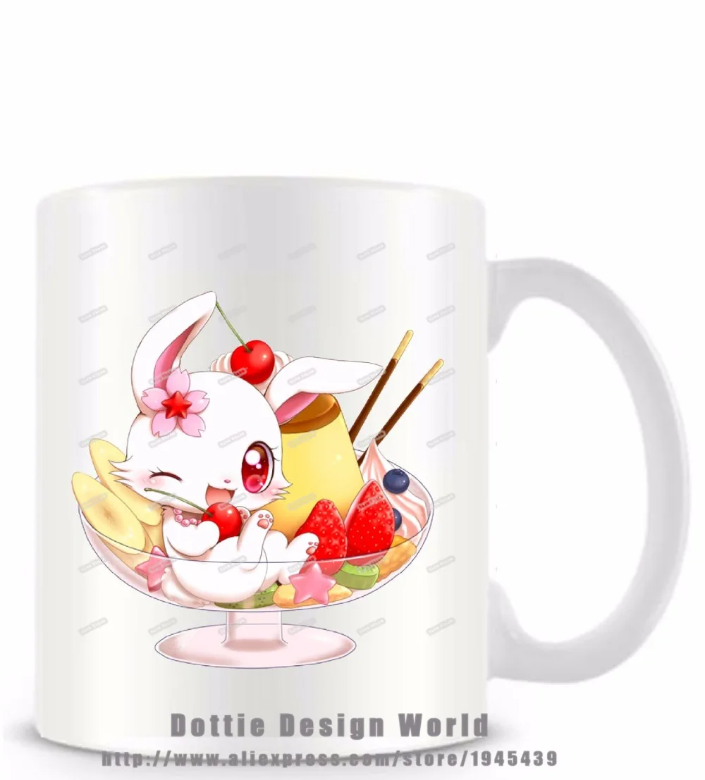 С кроликом Банни Забавный Новинка кружка для путешествий Керамика Белый кружки