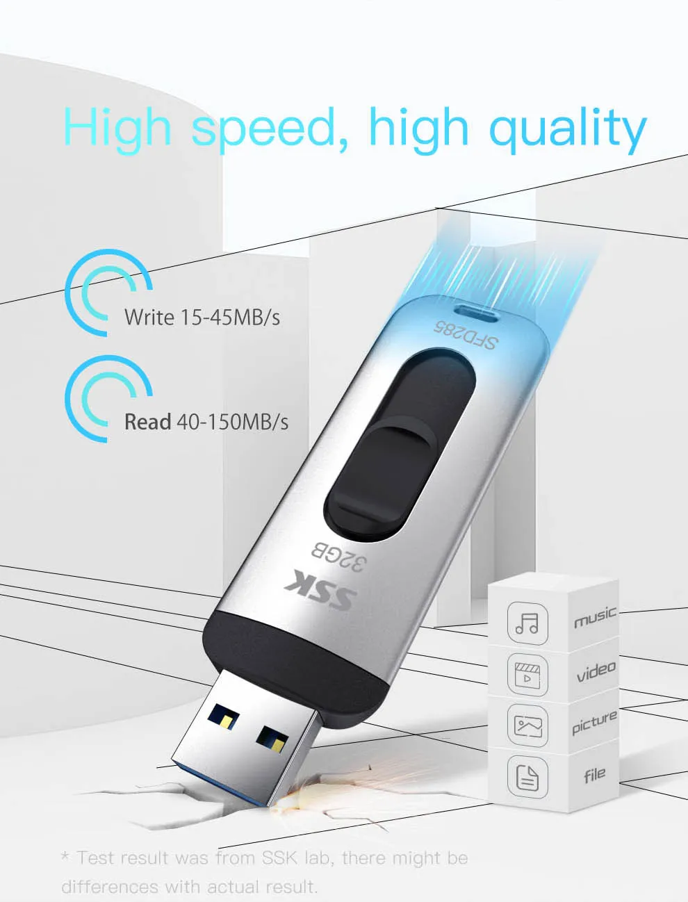 SSK SFD285 USB флеш-накопитель 64 Гб USB 3,0 флеш-накопители высокоскоростной металлический водонепроницаемый специальное предложение