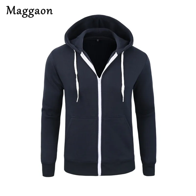 2018 New Men Hoodies Hombre Brand Leisure Zipper Jacket Long Sleeve Solid Color Hooded Sweatshirt Slim Fit Hoody | Мужская одежда
