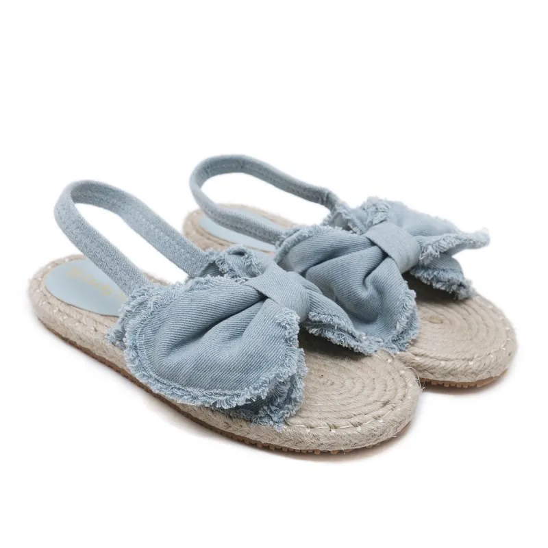 Милый большой бант джинсовые слинбэки женские плоская эластичная резинка