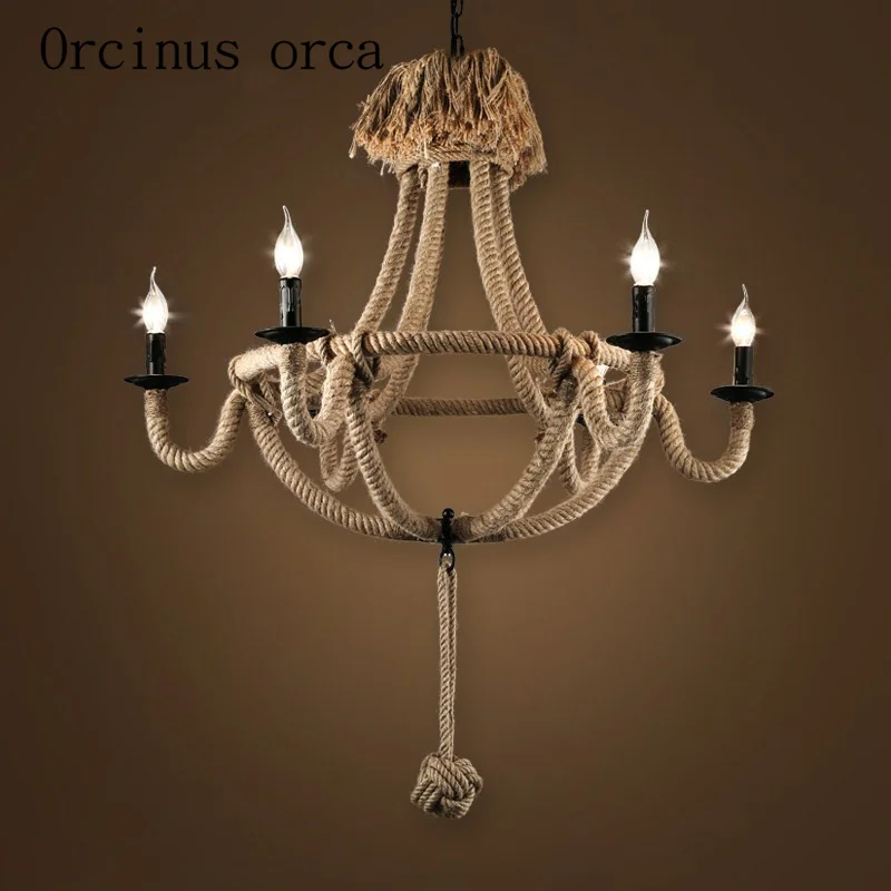Креативная винтажная люстра канат американский кантри свечные лампы и фонарики