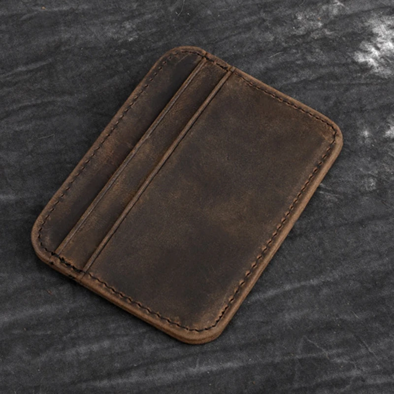 Мужской винтажный Тонкий чехол из натуральной воловьей кожи Crazy Horse с зажимом для