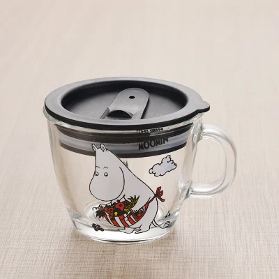 Cover A Moomin Новая мода мультфильм посуда для напитков младенцев стеклянный водный напиток Стакан Кружка прозрачная стеклянная ручка 210 мл стеклянная чашка безопасная Милая кружка - Цвет: Cover A