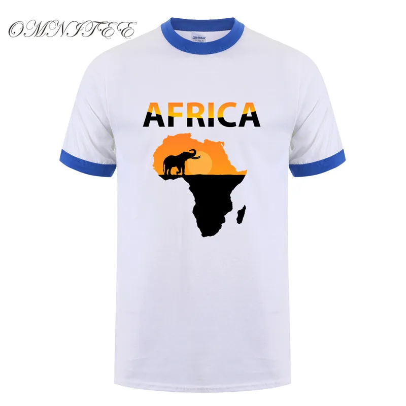 Новинка 2017 футболки Omnitee с картой Африки мужские Летние Стильные хлопковые