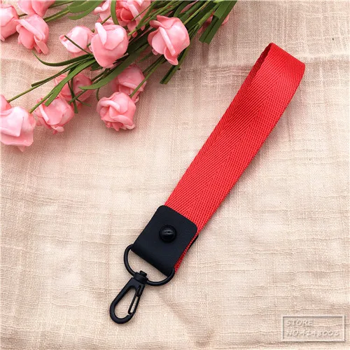 red short Сплошной цветной брелок, бирка, ремешок на шею, ремешки для ключей, ID карты, проездной, для спортзала, мобильного телефона, USB, держатель Бейджа, сделай сам, висячая веревка, слинг - Цвет: red short