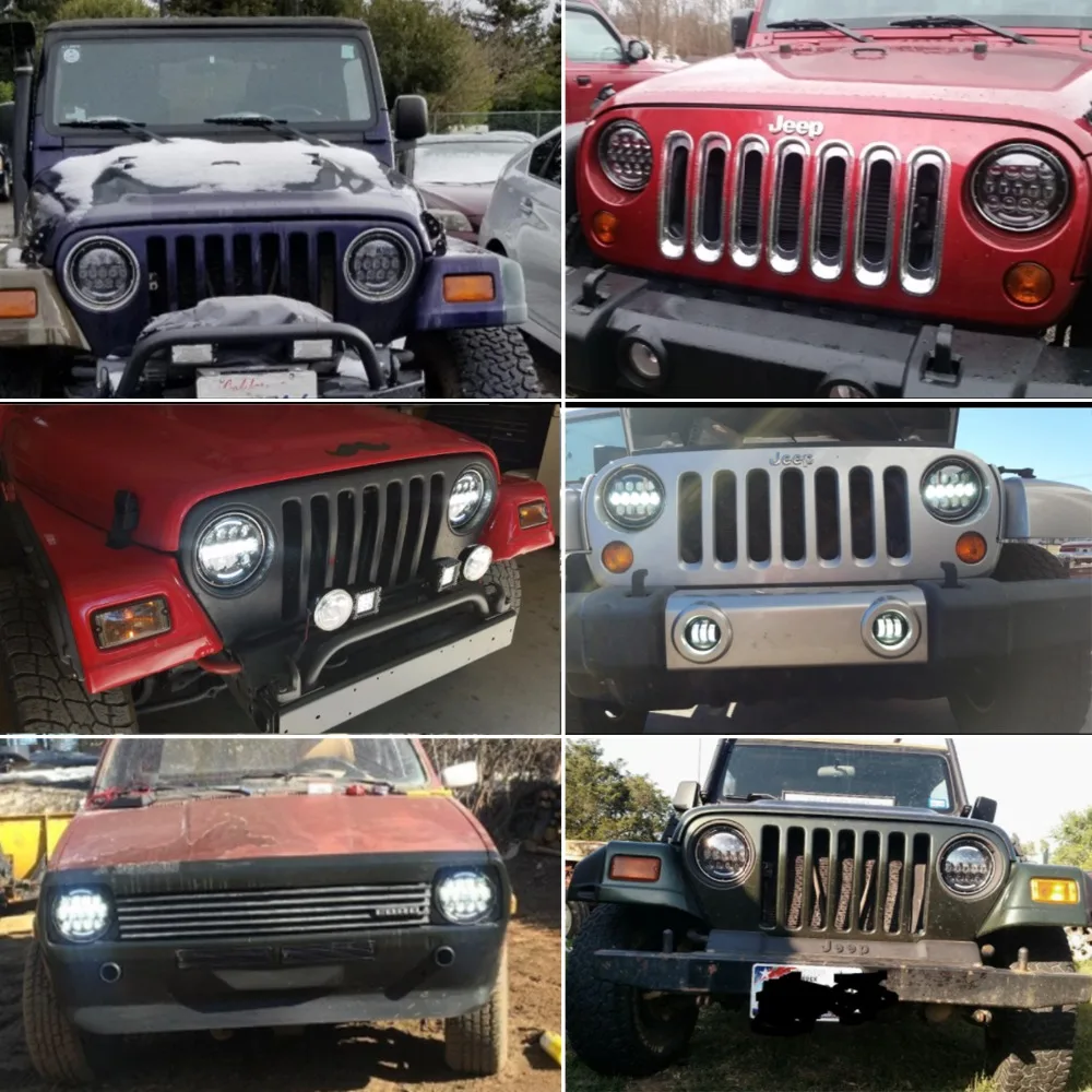 " 105 Вт круглые светодиодные фары дальнего ближнего света для Jeep Wrangle JK Hummer Toyota Defender Harley мотоциклетные фары