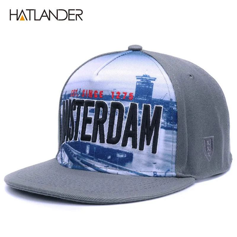 Бейсболки HATLANDER мужские с регулируемой надписью snapback swag серые плоскими полями в