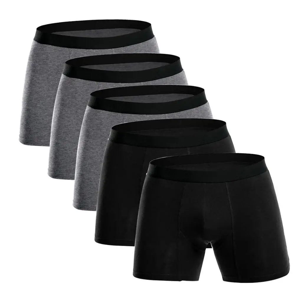 2black 3gray 5 шт./лот, мужское нижнее белье, боксеры, длинные, большие размеры, короткие, дышащие, гибкие, боксеры, одноцветные, calzoncillos, боксеры homme - Цвет: 2black 3gray