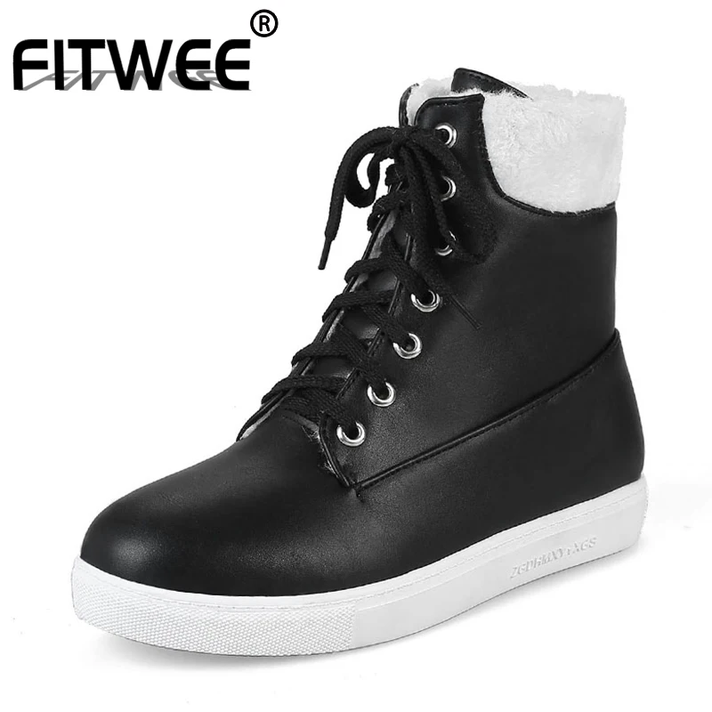 FITWEE/женские ботинки на плоской подошве зимние теплые повседневные ботильоны