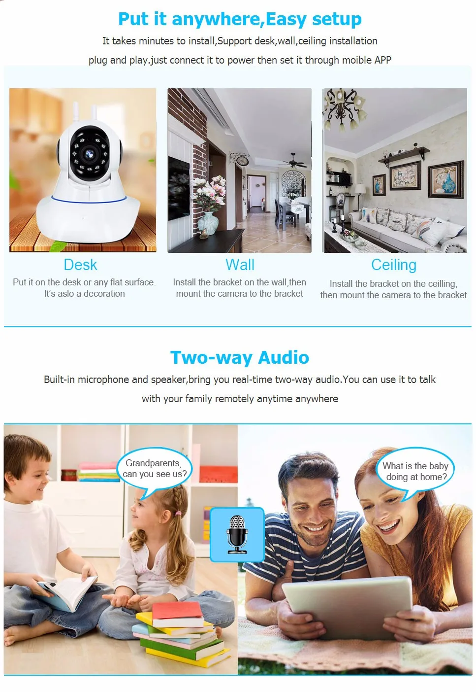 1080P Wifi IP камера CCTV 2MP камера безопасности наблюдения двухстороннее аудио ИК Ночное Видение Ребенок Монитор приложение 360 глаза