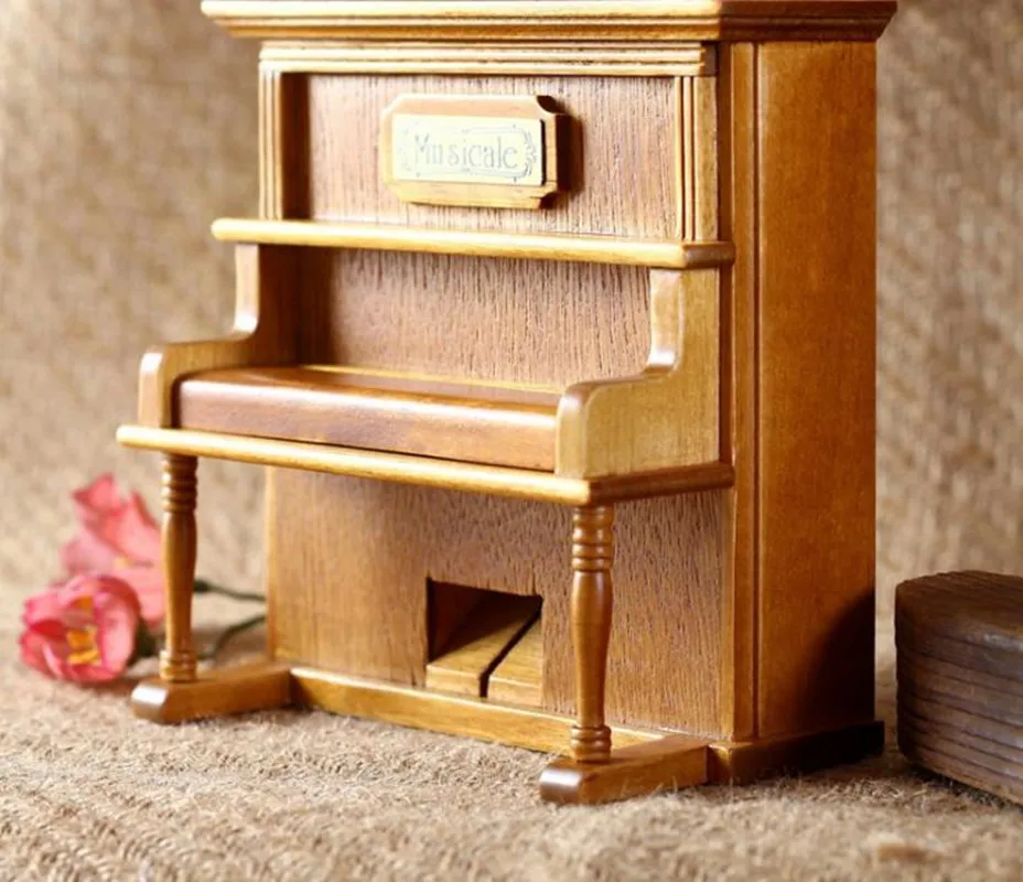 

Vintage Wooden Piano Cheap Music Box Hand-Cranked Clockwork Princess Love Girl Valentine's Day Christmas gift Home Decoration