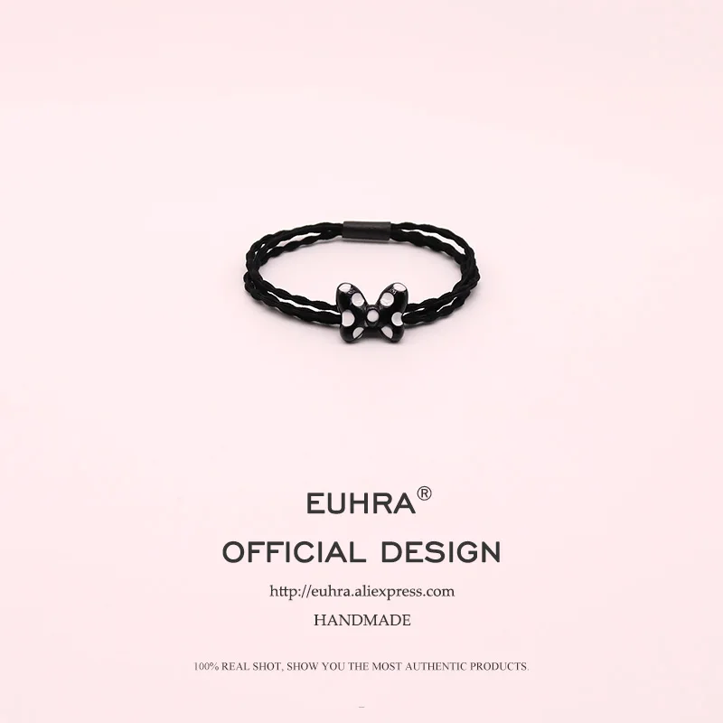 EUHRA, 2 цвета, эластичные резинки для волос с бантом для женщин и девочек, лента для волос в горошек, Детская резинка