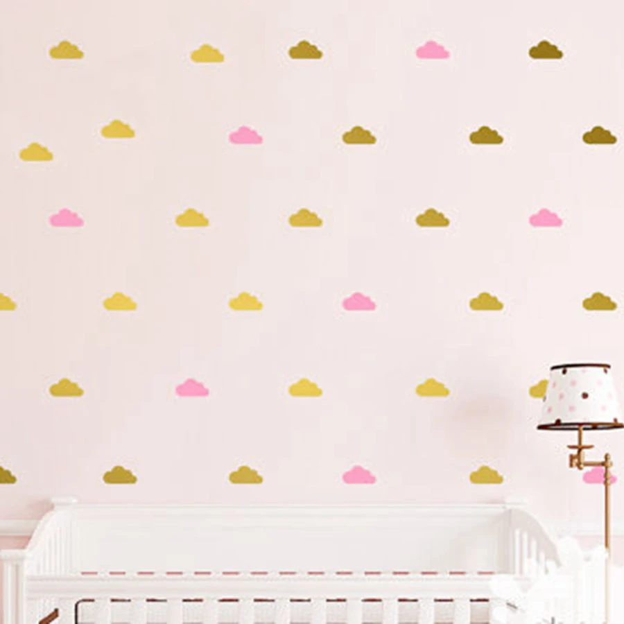 

Cloud Wall Decals Kids room Decor, Removable gold white cloud wall stickers Art mural