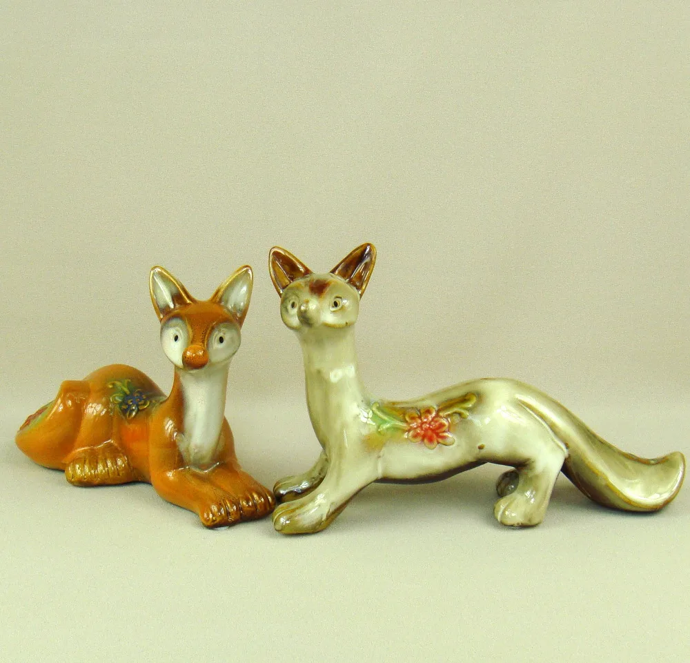 Художественная фарфоровая статуэтка для декора влюбленных лисиц керамика его и