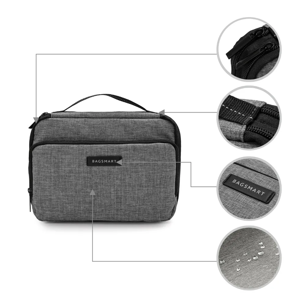Bagsmart двухслойные органайзеры для путешествий для кабеля Kindle чехол для зарядки телефона большая емкость аксессуары для электроники сумка