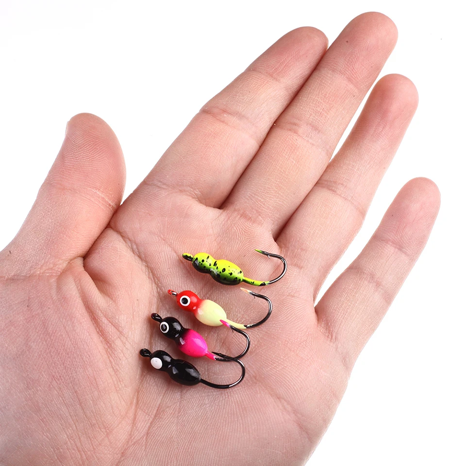 4 Pcs 2.3g 25mm Attractive Winter Ice Fishing Lure Mini Metal Jig Lead Head Hook Bait Jigging Lure Hooks Pesca
