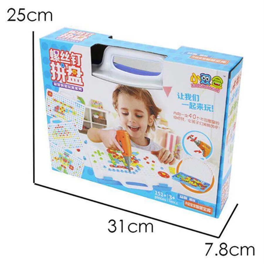 With original box Геометрическая форма шурупы 3d головоломка игрушки для детей Мальчики сборка комбинация ролевые игры Diy Искусство креативная развивающая игрушка - Цвет: With original box