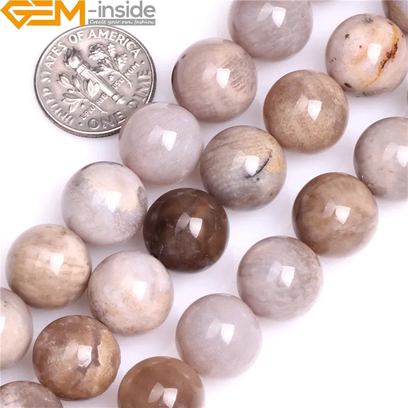 

4 To12mm Round Natural Gray Ocean Fossil Agate Beads Loose Beads For Jewelry Making Bead Strand 15" Wholesale