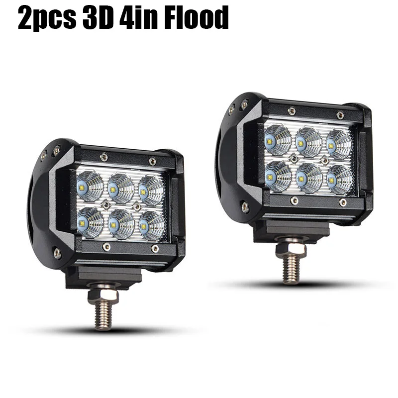 2 x 3D 4in Flood Внедорожный 3D 5D 4 7 12 дюймов 72 Вт 36 Вт 18 Вт дневные ходовые стробоскопы Авто дневные светодиодные фонари для автомобиля jeep wrangler jk 12 В 24 В лампы для грузовиков - Цвет: 2 x 3D 4in Flood