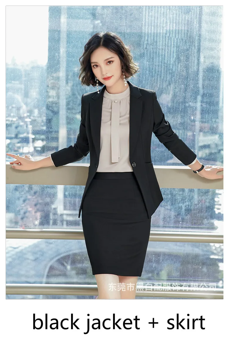 black blazer skirt Тонкий женский Блейзер, Женское пальто, костюм, формальная повседневная куртка, костюм на одной пуговице, женские блейзеры, офисная одежда, Casaco Jaqueta - Цвет: black blazer skirt