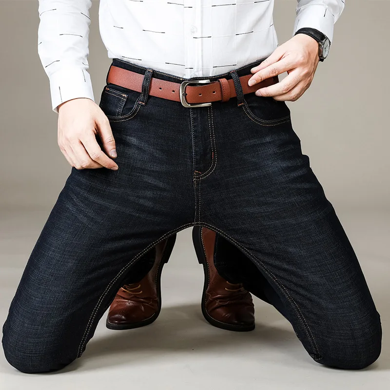 New Men's Slim Elastic Jeans Fashion Business Classic Style Skinny Denim Pants Trousers Male | Мужская одежда
