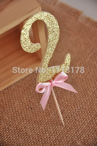 

Birthday Decorations - Glitter Gold Number Cupcake Topper, gold birthday cake topper, custom number cupcake topper