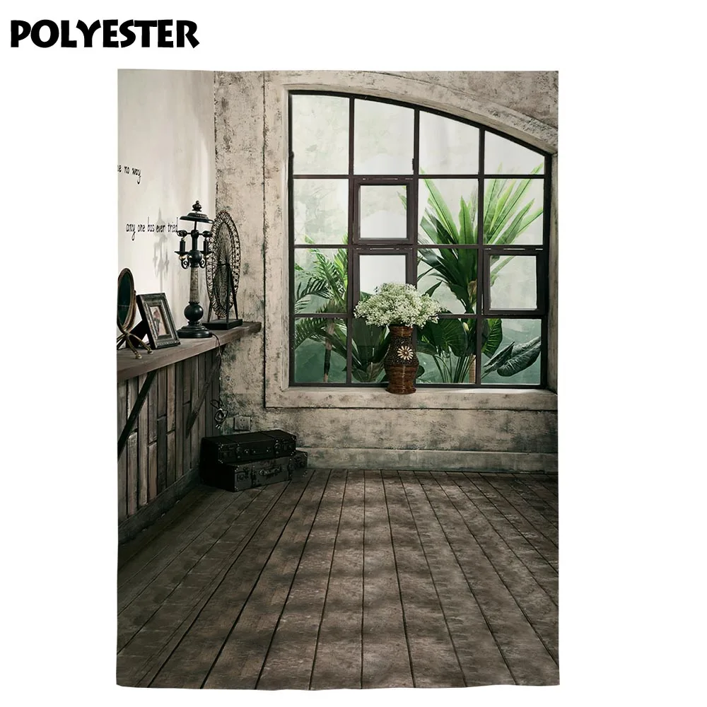 Фон для фотосъемки Allenjoy винтажный фон с окном цветком деревянным полом весенний