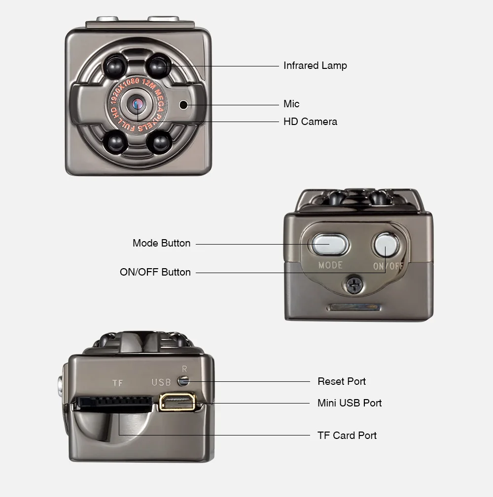 Мини камера 12MP инфракрасное ночное видение снаружи няня Цифровая микро Датчик