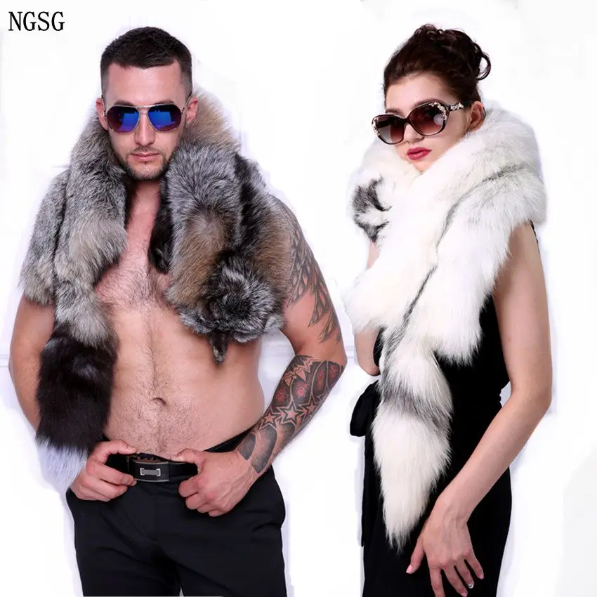 

Men natural fur fox scarf winter neck warm real cross fox phnom penh fox scarf genuine luxury animal fox clothing accessories