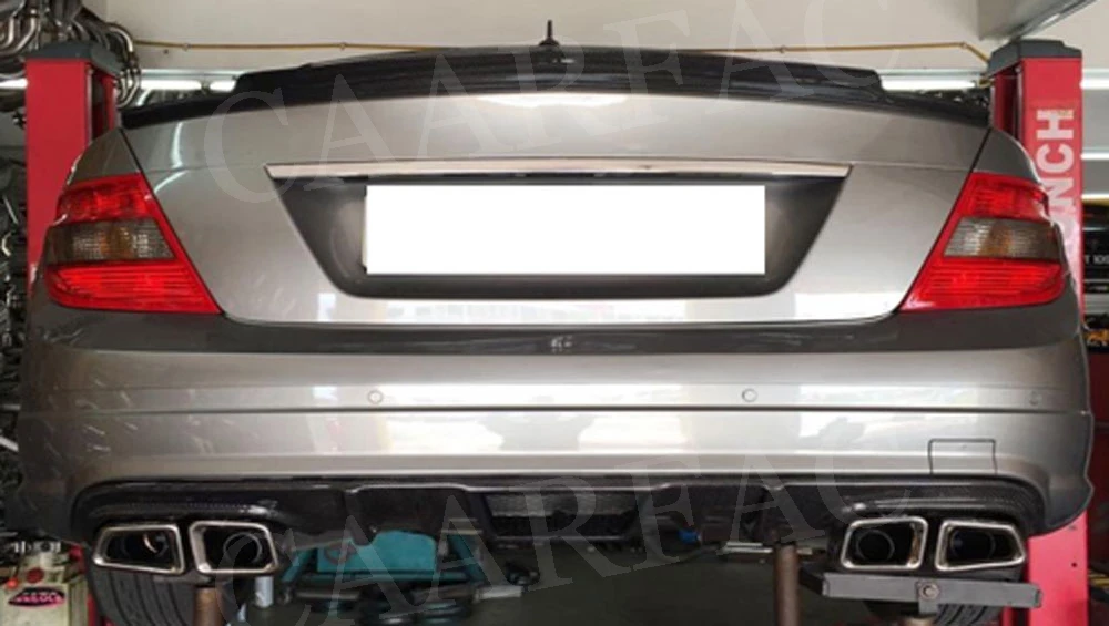 Углеродное волокно задний диффузор для губ спойлер для Mercedes Benz C Class W204 C63 AMG 2008 2009 2010 2011 V Стиль FRP бампер автомобиля