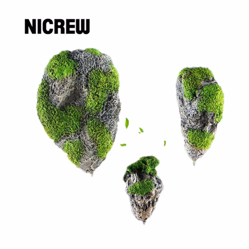 Nicrew аквариум искусственная плавающая пемза подвесной камень украшение аквариума мох Летающий камень водный орнамент пейзаж