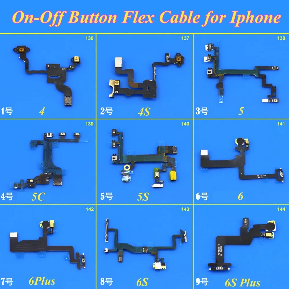 Гибкий кабель с микрофоном для iPhone 4 5 5C 6 6Plus 6S Plus 1 шт. функция включения/выключения